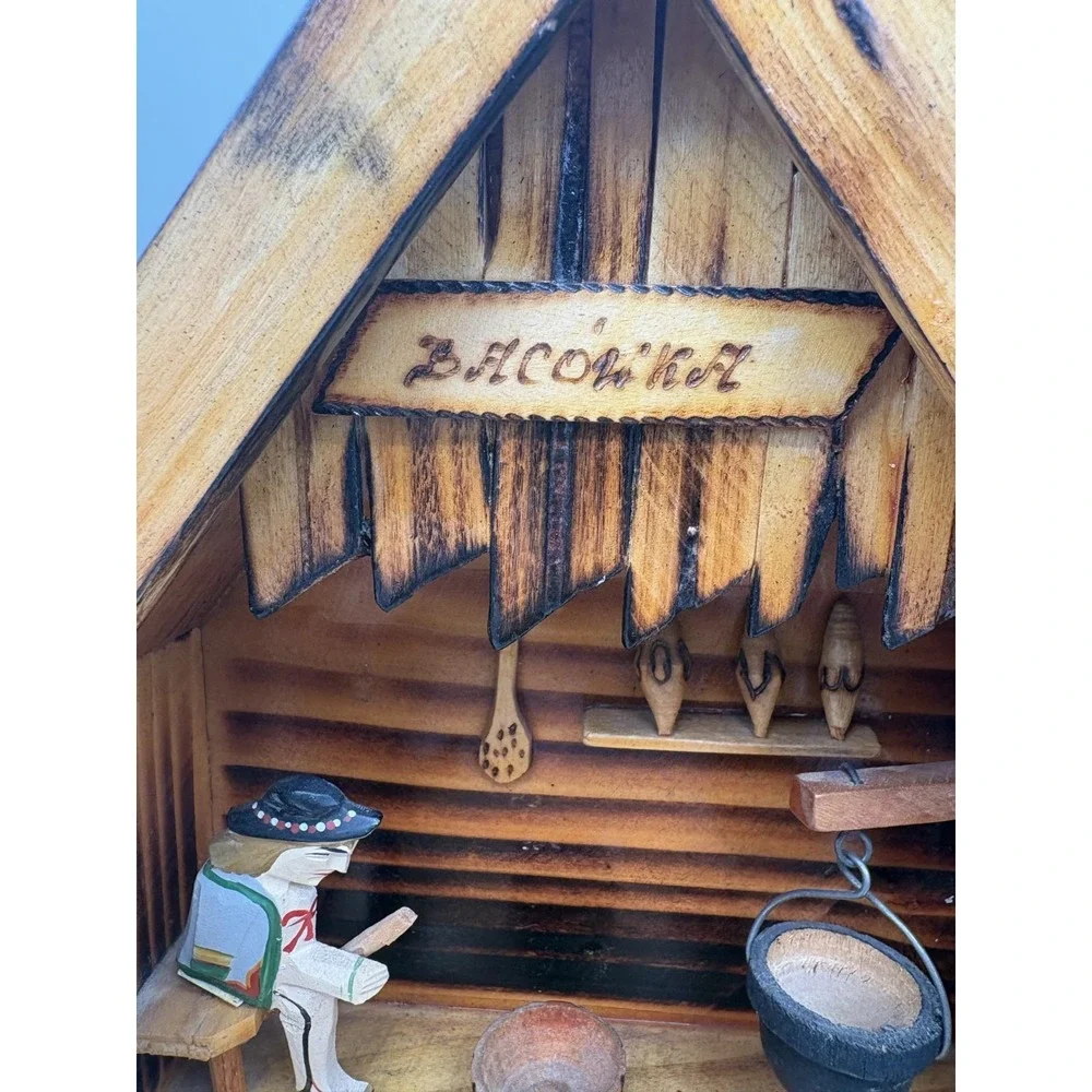Handcrafted Wooden Log Brown House Made in Poland Home Decor Log Cabin 9 x 9.25